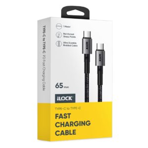 كابل شاحن قماش ILOCK type C to C 65W