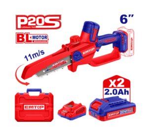 منشار بطارية 20فولت 6" 2بطارية EMTOP ELGA20662